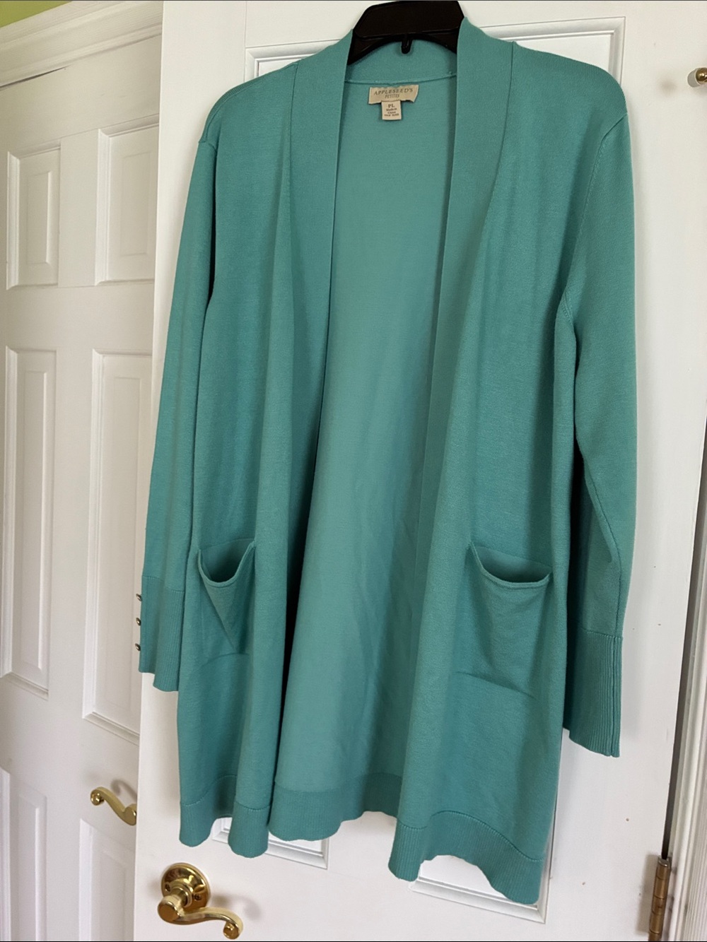 Appleseed's Teal Open-Front Knit Cardigan Size PL